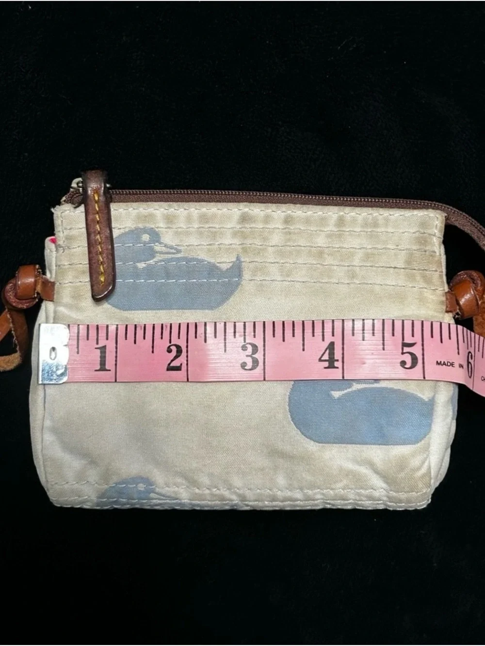 Dooney & Bourke Cream Canvas Crossbody with Blue Duck Motif